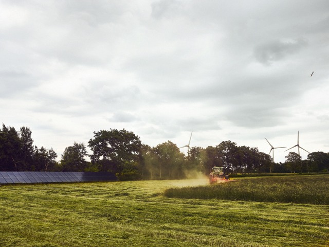 Äng med vindkraftverk